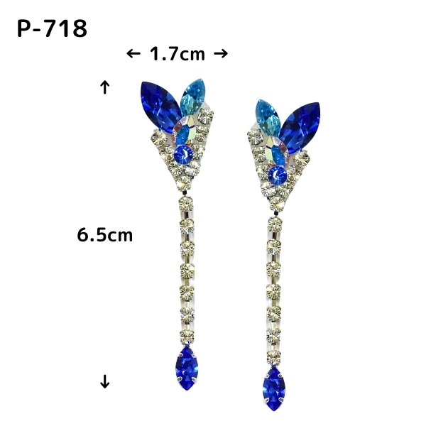 PINK ピアス P-718 ブルー 社交ダンス アクセサリー スワロフスキー