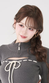 ステッチリボンオープンニットトップス – Darich (ダーリッチ)