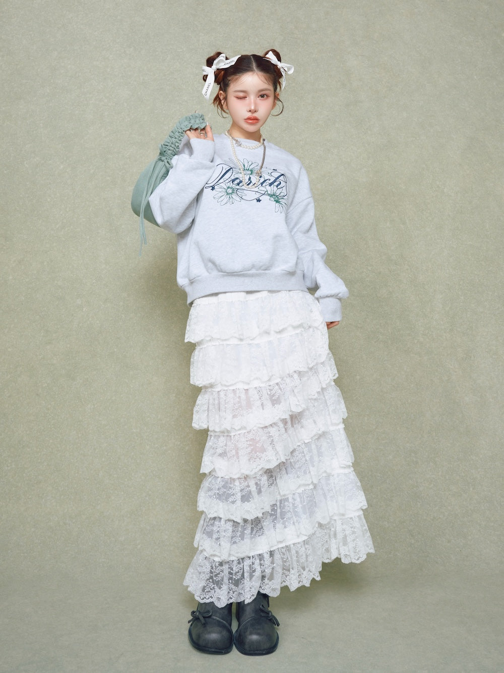 フラワーレースティアードフリルスカート – Darich (ダーリッチ)