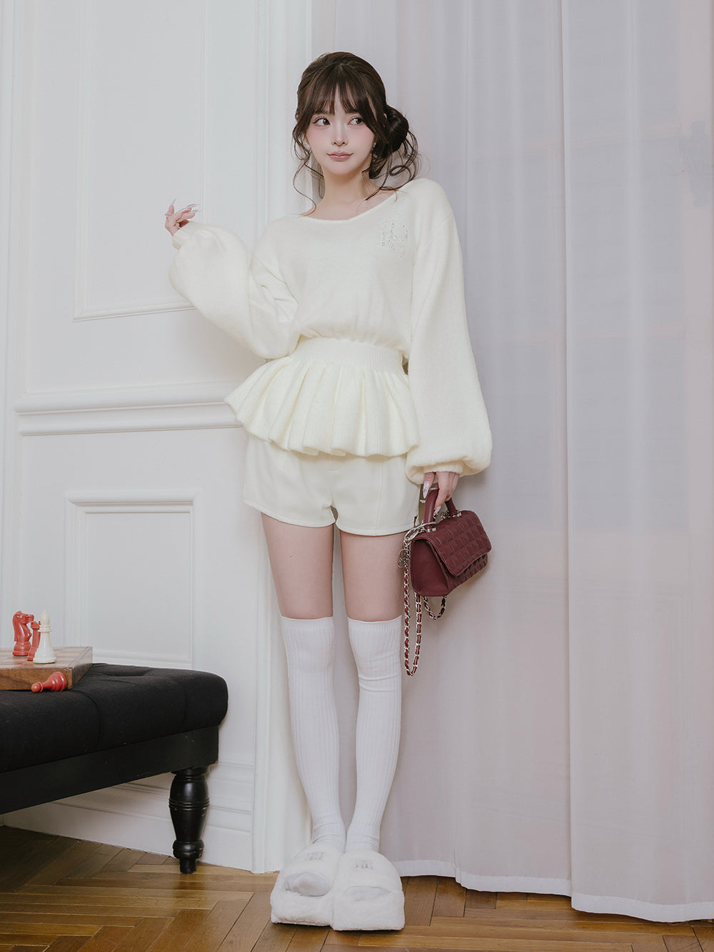 ぺプラムVネックニットトップス – Darich (ダーリッチ)