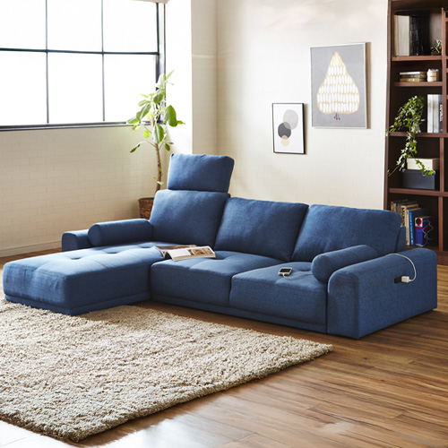 新品 スーパー ハイバック ブルー カウチソファ 2人掛け ローソファ