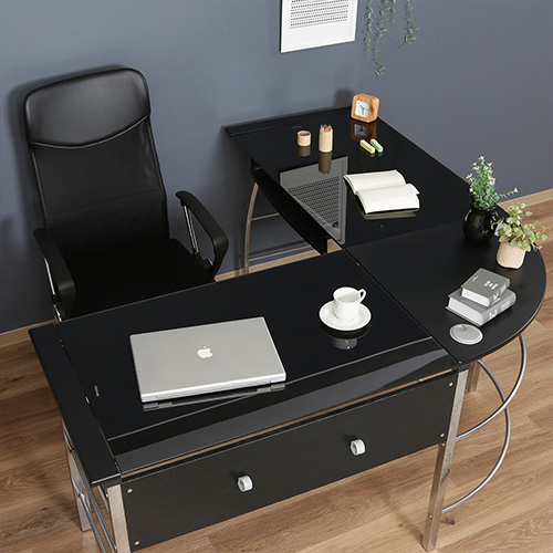 ガラス パソコンデスク L型 CT-1040 70390 不二貿易 パソコンデスク