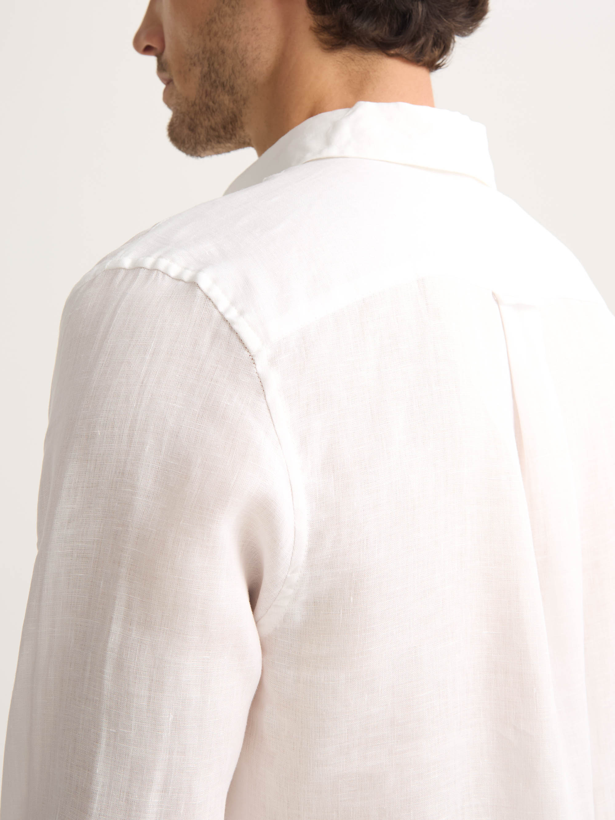 Men's Luxury Summer Resort Linen Shirt White | Derek Rose