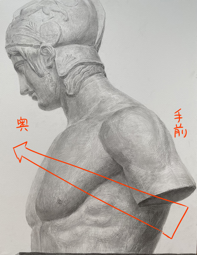 投稿399:石膏像「マルス胸像」のデッサン 「熱血！デッサン塾