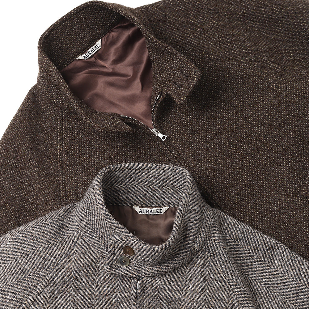 LAMA SHETLAND WOOL TWEED ZIP BLOUSON (A24AB03LS) | AURALEE