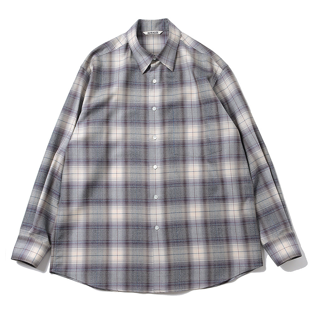 AURALEE] SUPER LIGHT WOOL CHECK SHIRT (A23AS01LC) | AURALEE