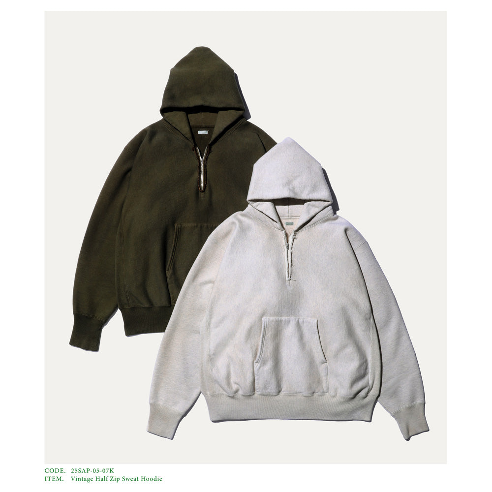 A.PRESSE (ア プレッセ) Vintage Half Zip Sweat Hoodie 25SAP-05-07K