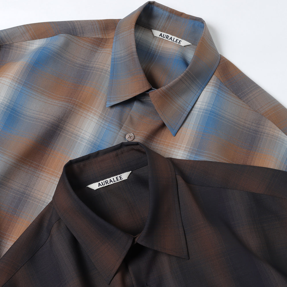 AURALEE] SUPER LIGHT WOOL CHECK SHIRT (A23SS01LC) | AURALEE