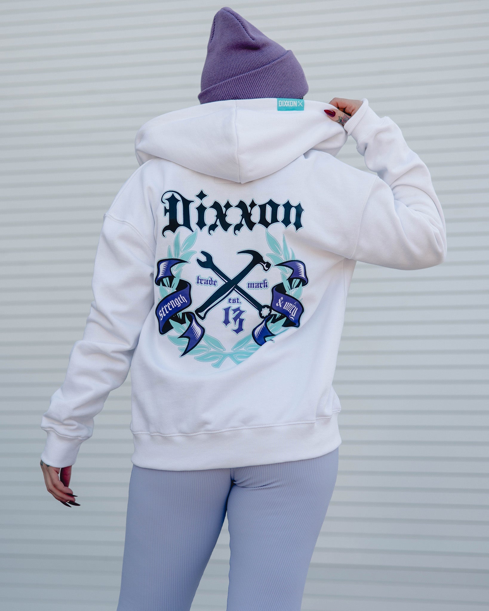 Women's Purple Award Crest Zip Up - White Hoodie | Dixxon