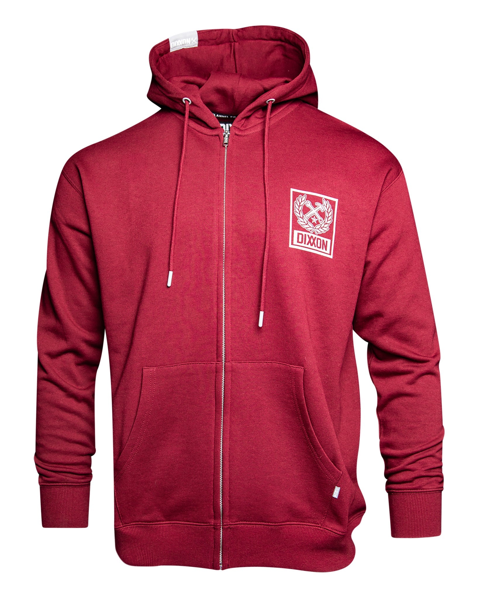 Dixxon Gray Box Crest Zip Up - Maroon Hoodie | Shop Now