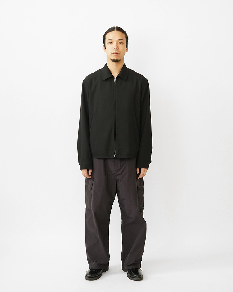 BACK SATIN HARRINGTON JACKET / BLACK | ATON (MEN)(エイトン