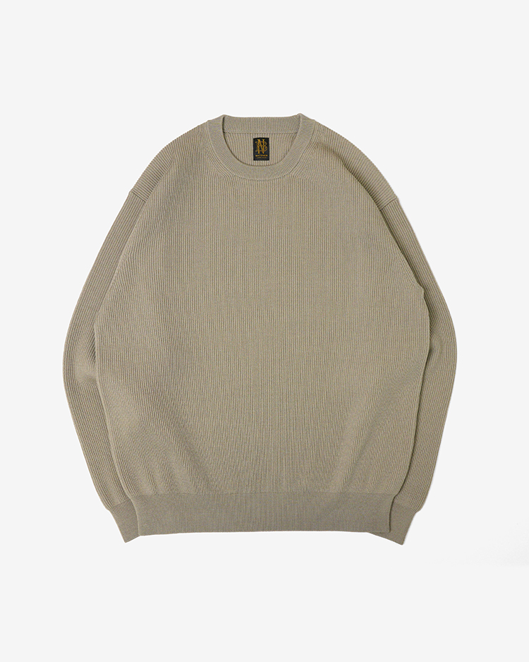 SUPER HIGH TWIST WOOL CREW NECK / LIGHT BEIGE | BATONER (MEN