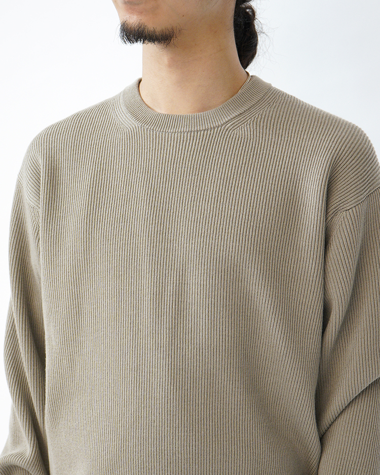 SUPER HIGH TWIST WOOL CREW NECK / LIGHT BEIGE | BATONER (MEN