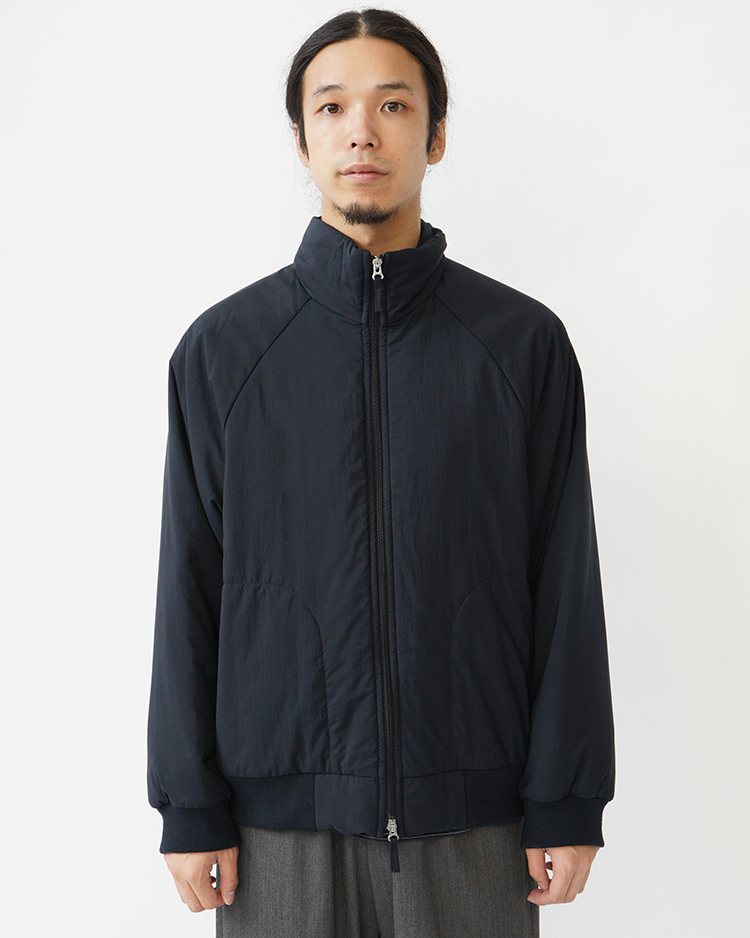 MAT AIRLY NYLON WOOL PADDED STAND JACKET / NAVY | ATON (MEN