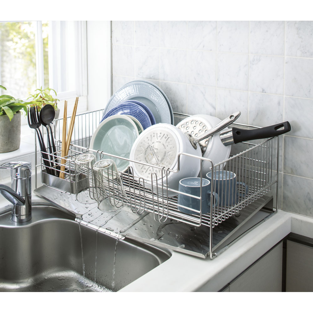 手前がすっきり伸長式シンク上ステンレス水切り1段（幅84〜104cm