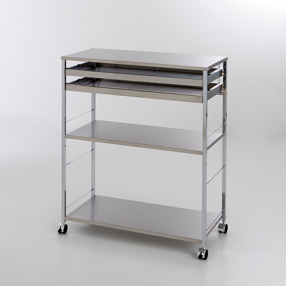 dショッピング |ステンレス作業台ワゴン 引き出し2杯タイプ 幅73.5cm