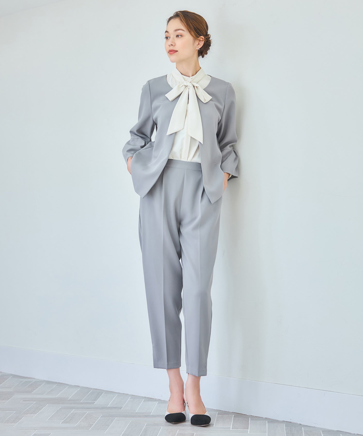 セットアップ レディーススーツ ジャケットdsz0124 ライトグレー