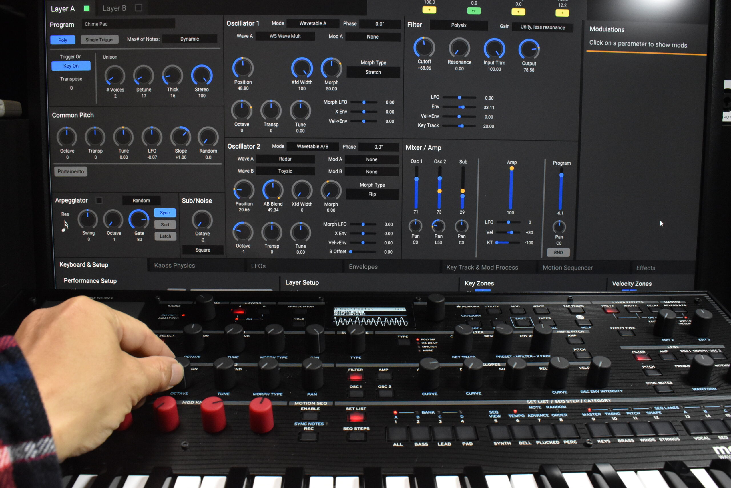 1985年発売のDW-8000を進化させたKORG modwaveはPCとの連携でより深い