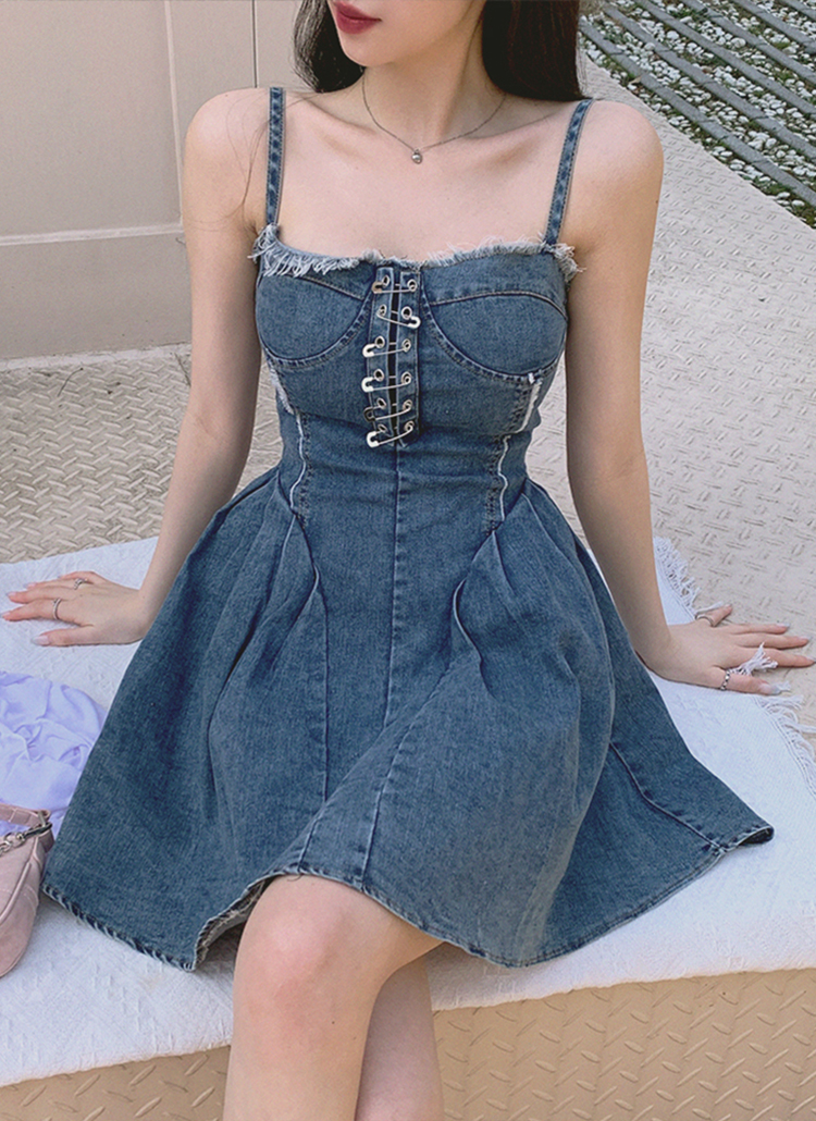 クリッピンデニムビスチェワンピース | レディースファッション通販