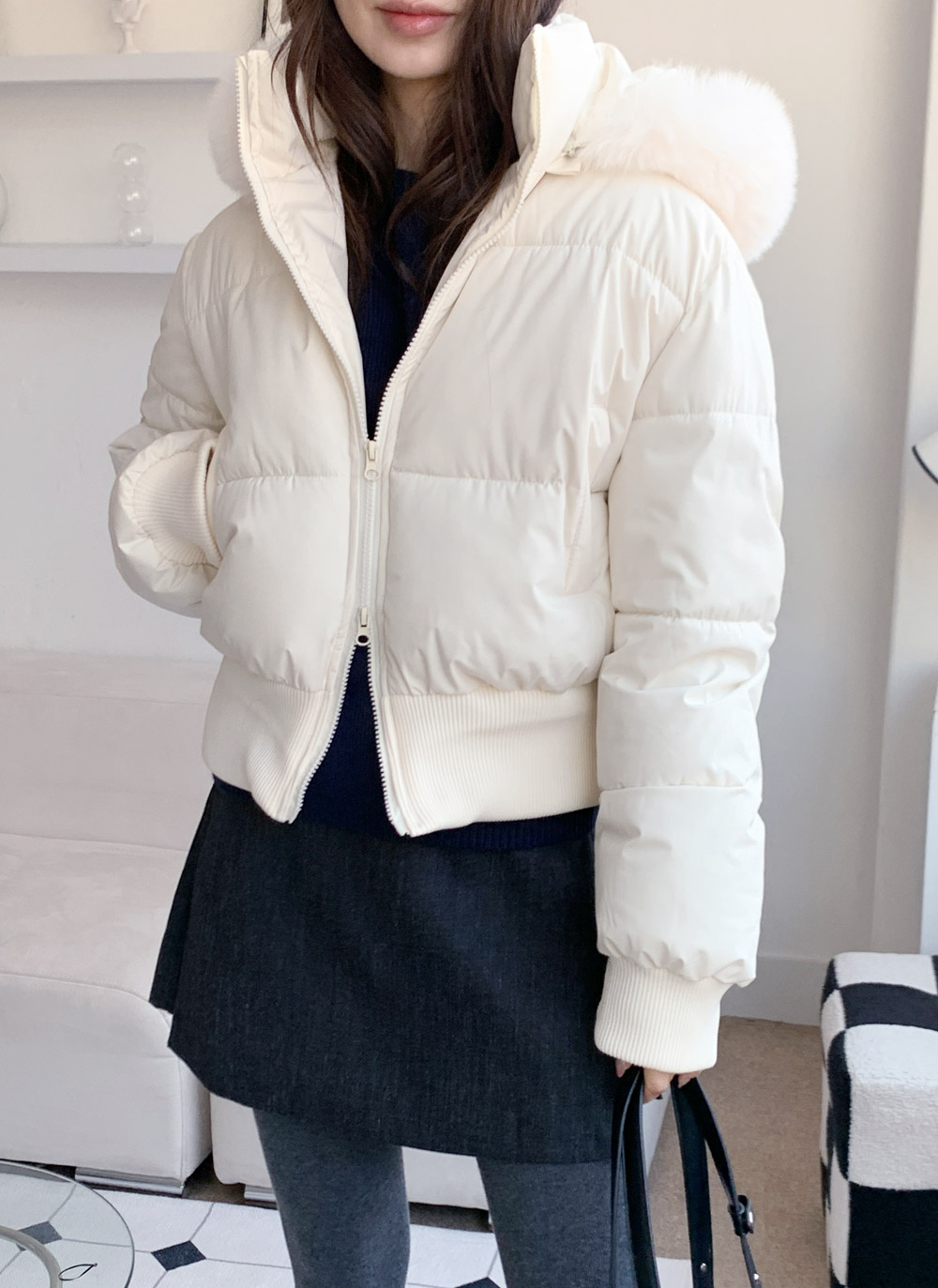 ウェルロンフードダブルジップダウンジャケットファーセット