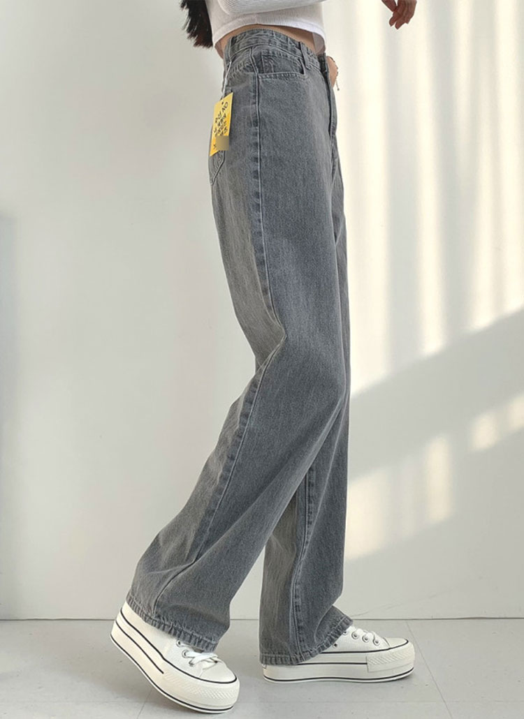 3TYPEグレーカラーワイドデニムパンツ | レディースファッション通販