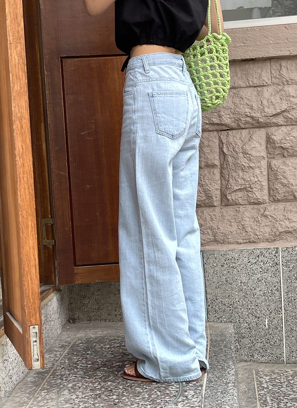 ライトブルーワイドデニムパンツ | レディースファッション通販 - DHOLIC