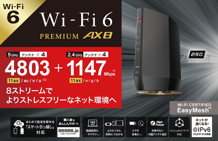 e-TREND｜バッファロー WSR-6000AX8P/DMB [Wi-Fi6 Wi-Fiルーター 11ax