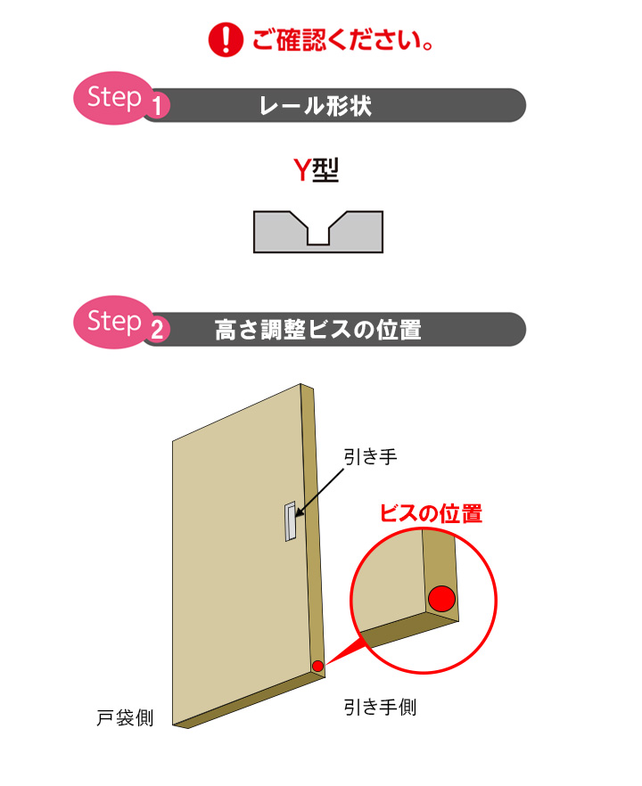 P1564 引き戸戸車 高さ調整付・Y型レール用（ハイム ツーユー用
