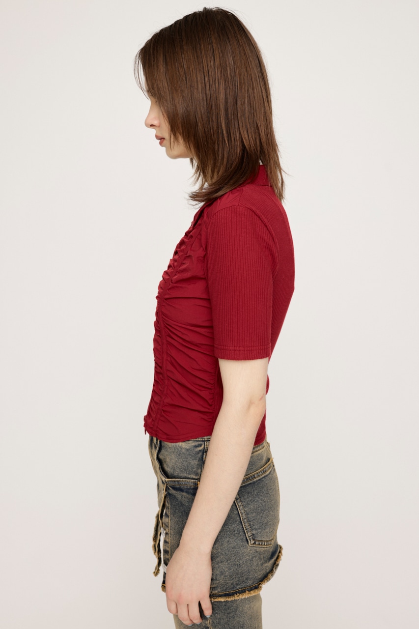 SLY | FRONT GATHER ZIP トップス (Tシャツ・カットソー(半袖) ) |SHEL