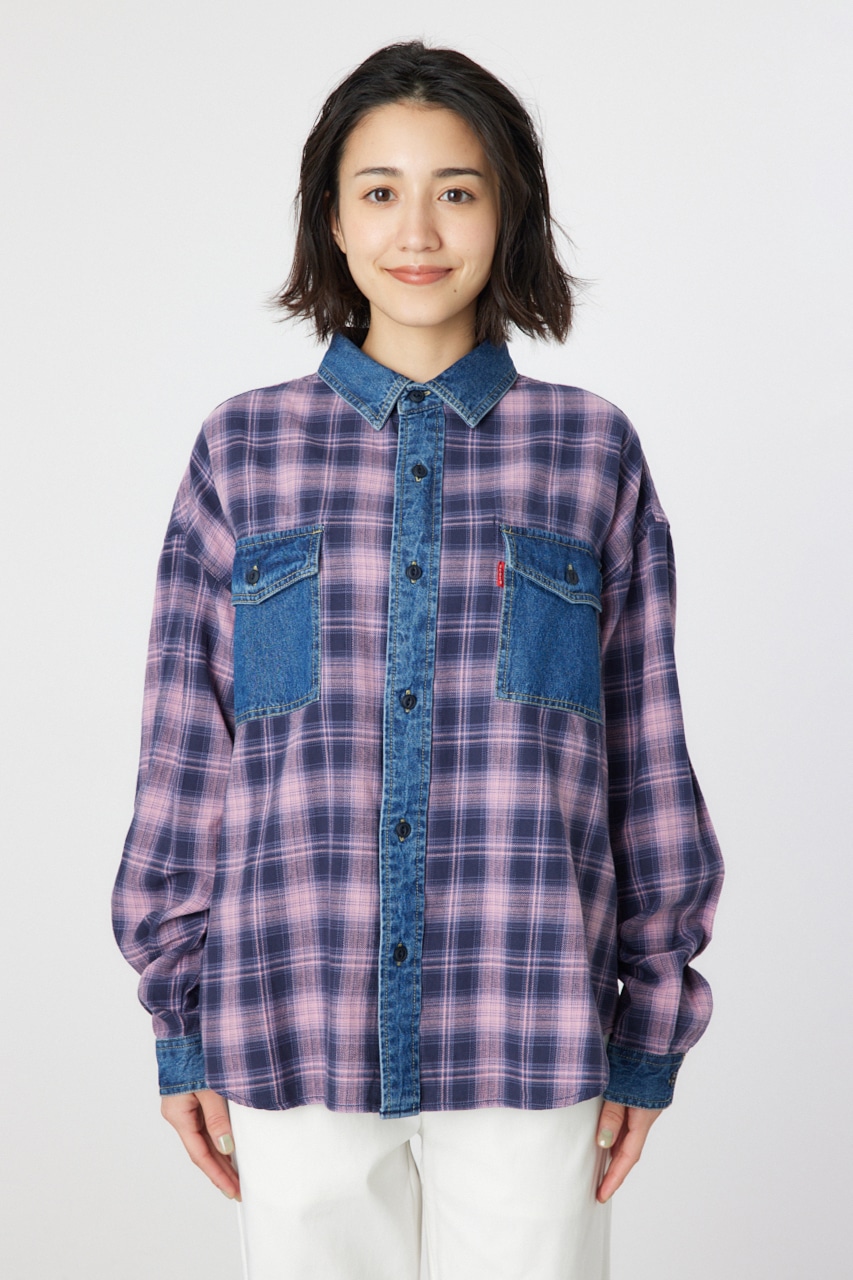 RODEO CROWNS WIDE BOWL | デニムドッキングチェックシャツ (シャツ