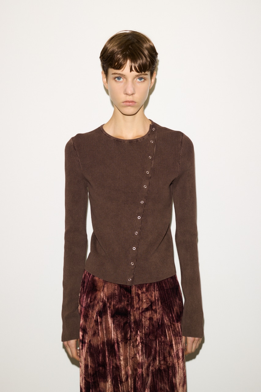 THROW by SLY | 【THROW】SLANT BUTTON HG RIB トップス (ニット