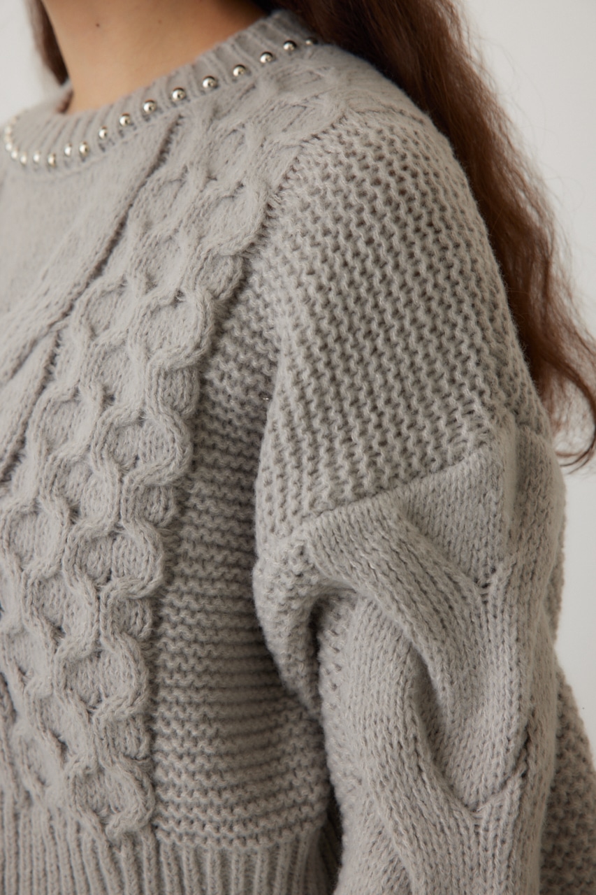 AZUL BY MOUSSY | スタッズケーブルニット (ニット ) |SHEL'TTER WEBSTORE