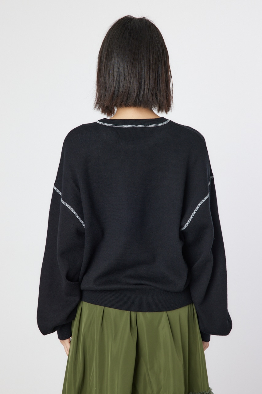 RODEO CROWNS WIDE BOWL | 配色ステッチカレッジニットトップス