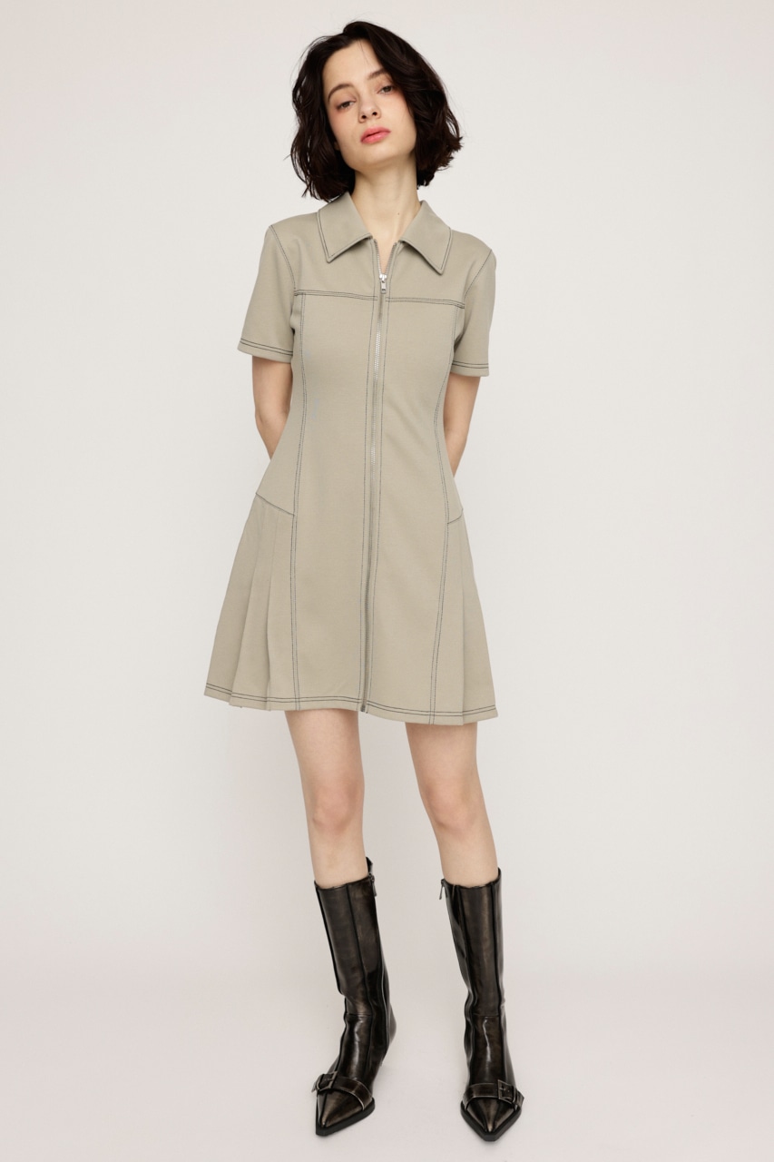SLY | FRONT ZIP SIDE PLEATS ショートワンピース (ワンピース(ミニ