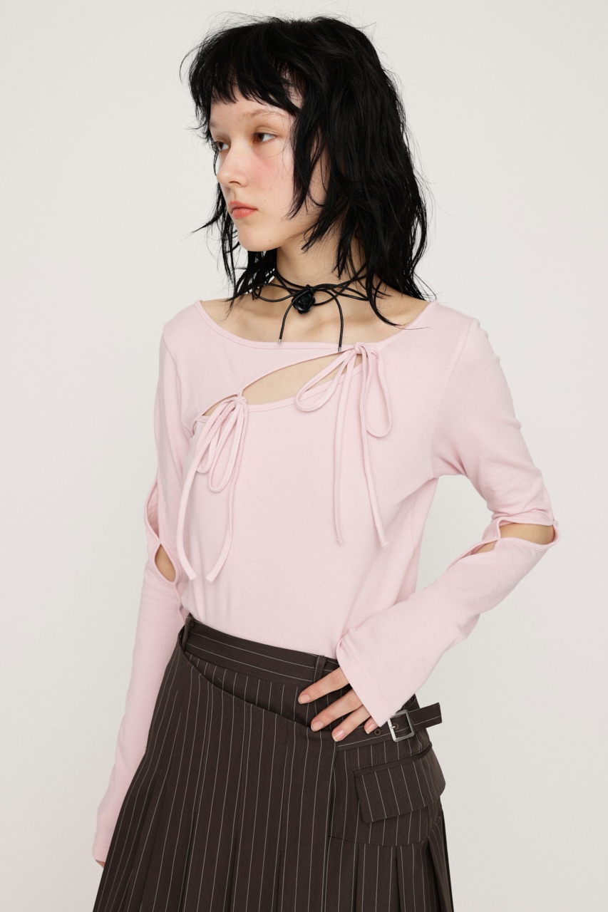 SLY | CUT OUT RIBBON トップス (Tシャツ・カットソー(長袖) ) |SHEL