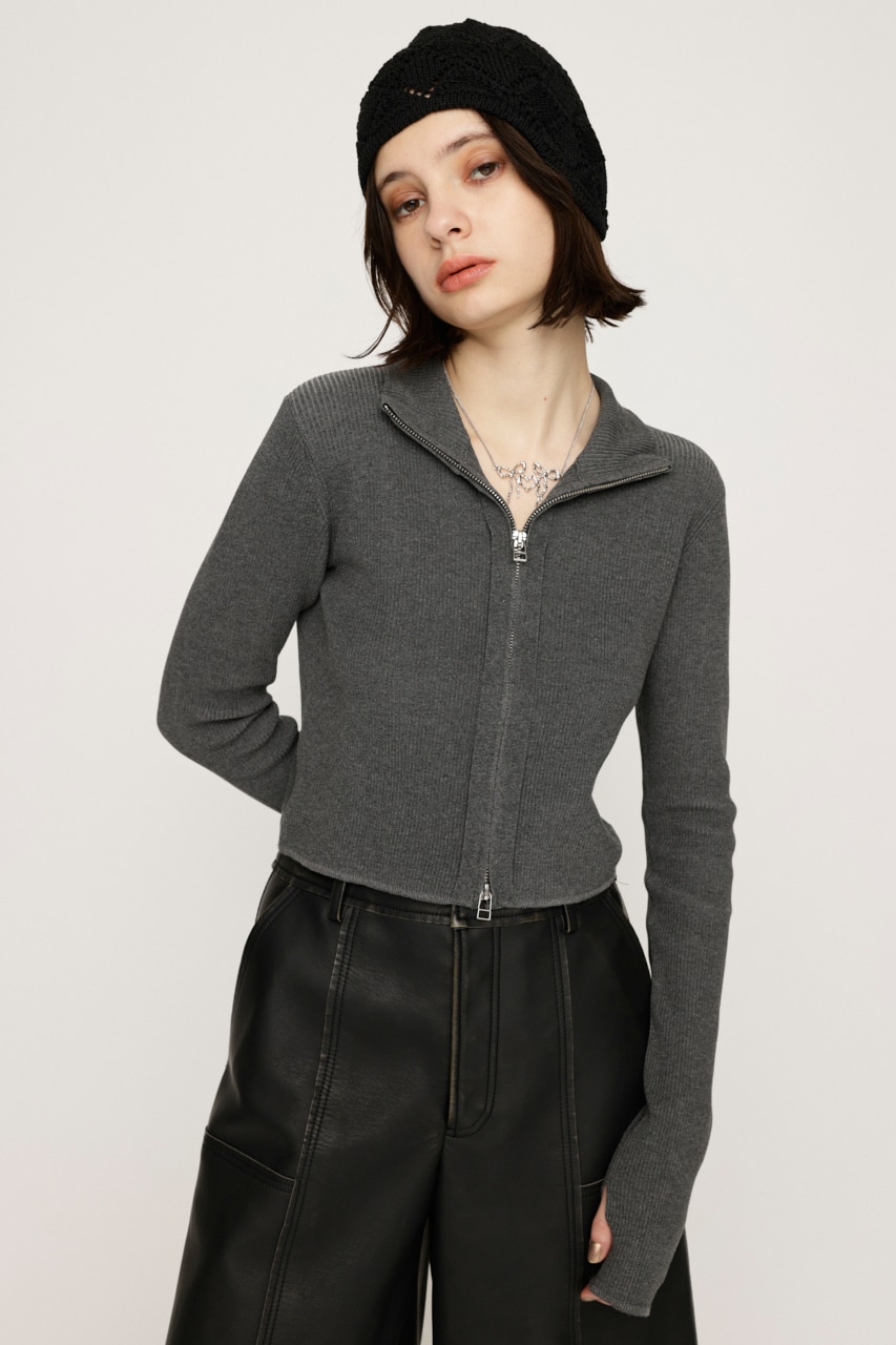 SLY | FRONT ZIP H／N RIB トップス (ニット ) |SHEL'TTER WEBSTORE