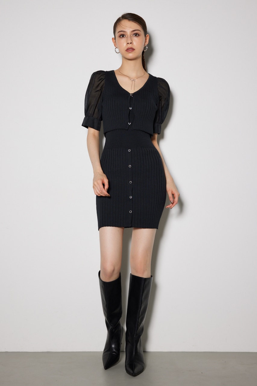 rienda | シアースリーヴコンビカーデセットミニワンピース