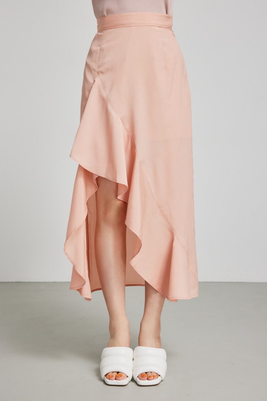 rienda | ラッフルフリルスリットジャストウエストスコショートパンツ