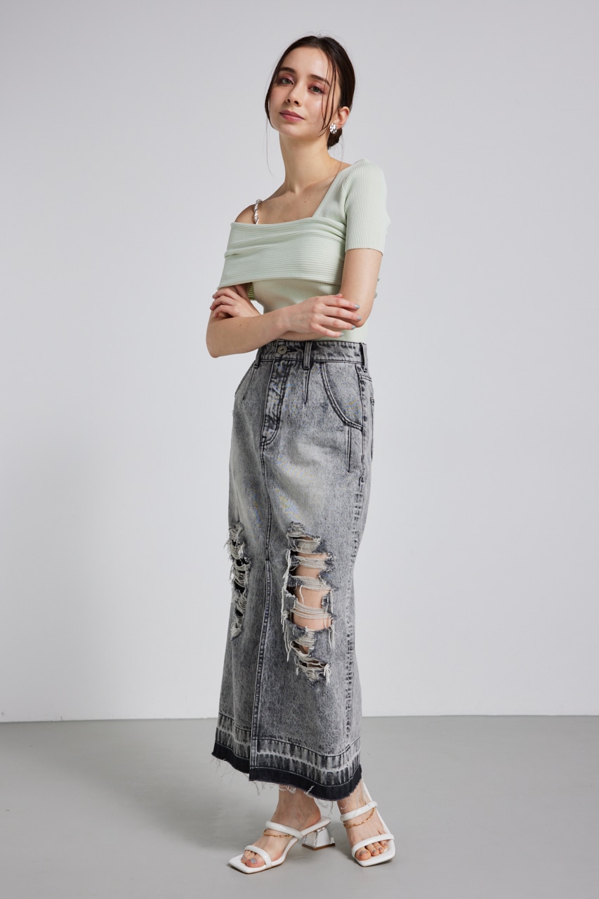 rienda | アシンメトリーショルダーKnit TOP (ニット ) |SHEL'TTER