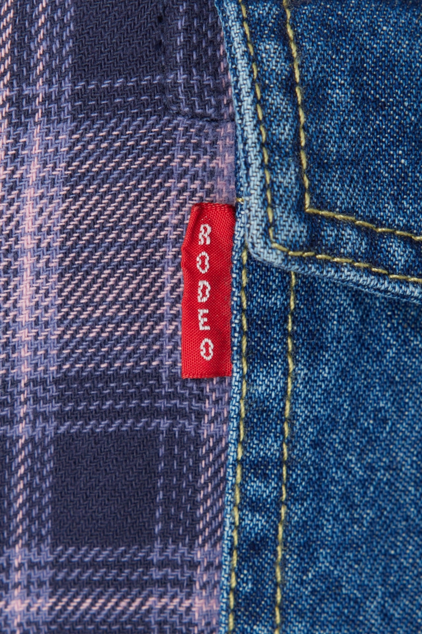 RODEO CROWNS WIDE BOWL | デニムドッキングチェックシャツ (シャツ