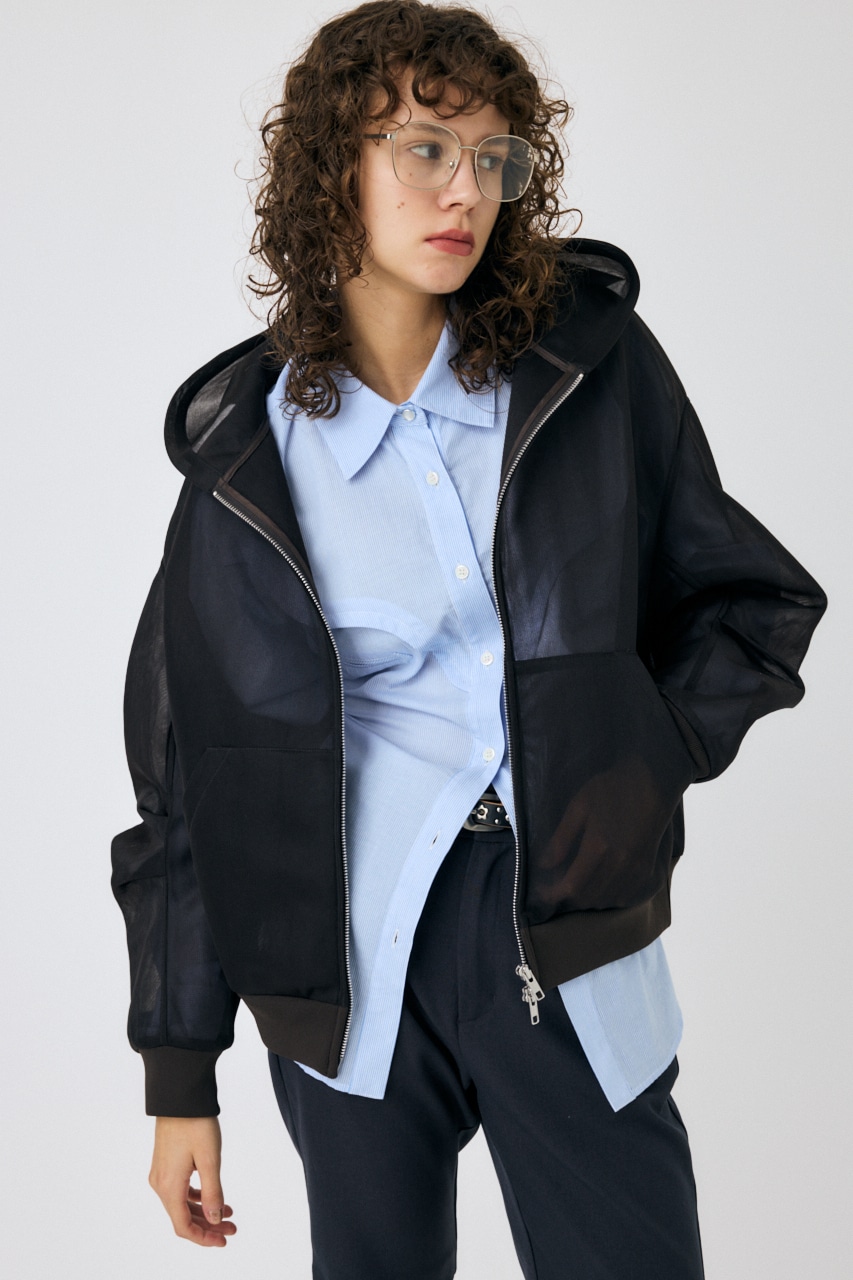 MOUSSY | SHEER CARDBOARD ジップアップフーディ (スウェット