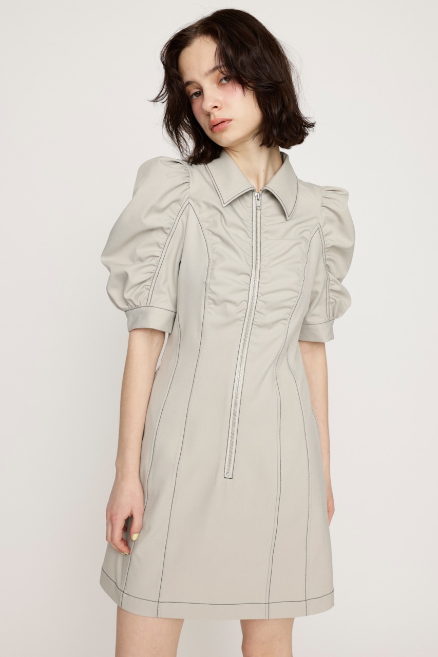 SLY | FRONT ZIP GATHER ショートワンピース (ワンピース(ミニ
