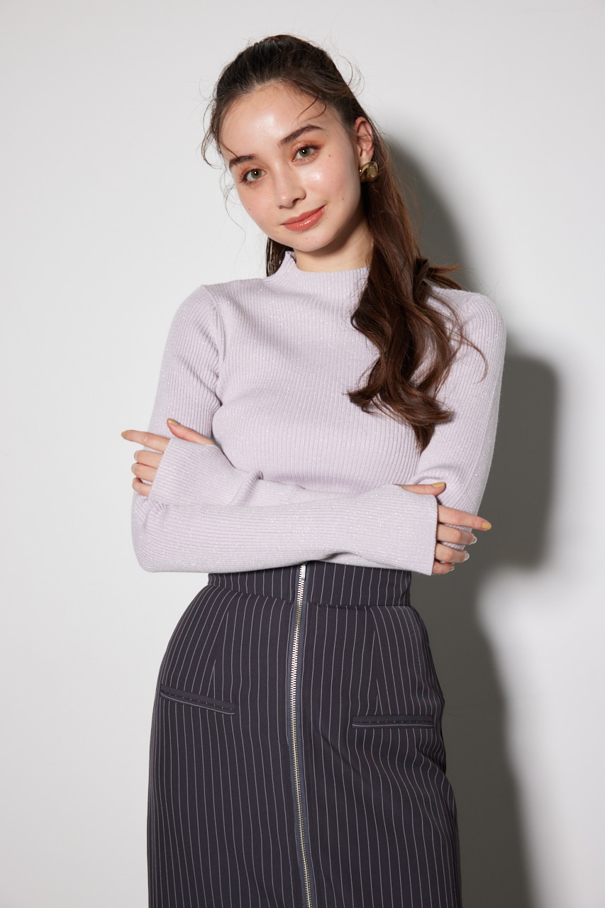 rienda | サムホール付きウォッシャブルハイネック ニット トップス