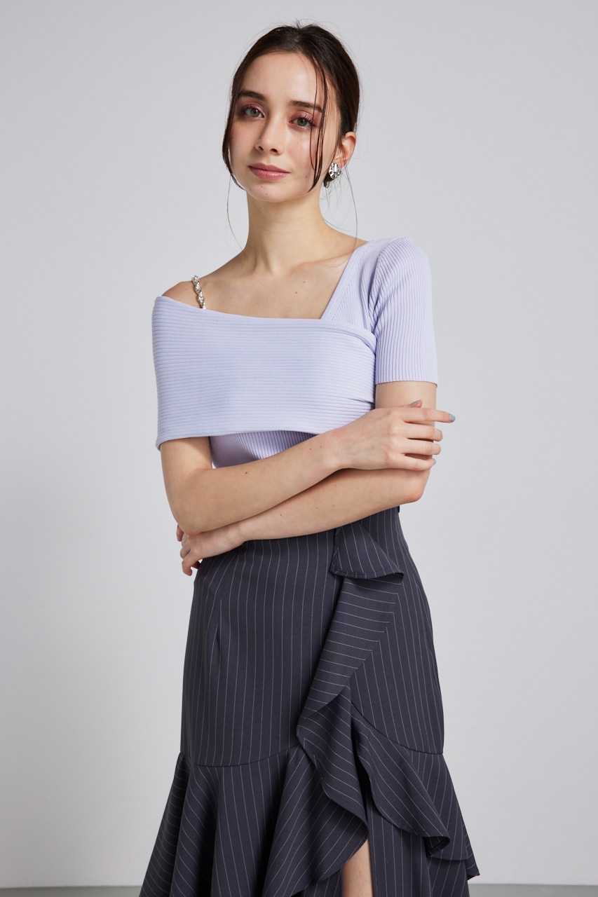 rienda | アシンメトリーショルダーKnit TOP (ニット ) |SHEL'TTER