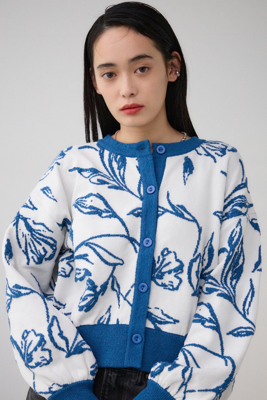 AZUL BY MOUSSY | 2WAY線花柄ジャガードカーディガン (カーディガン