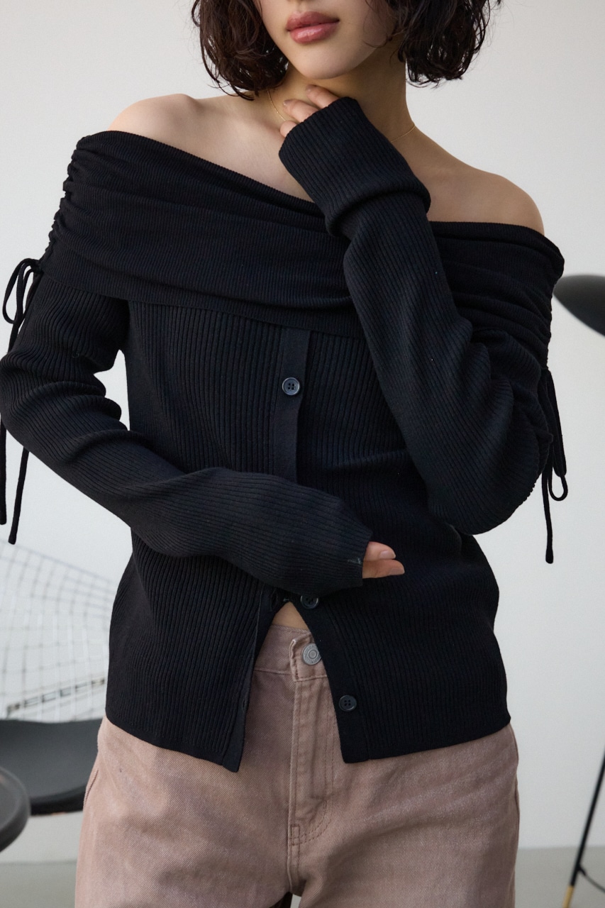 AZUL BY MOUSSY | ギャザーオフショルダーニットトップス (ニット