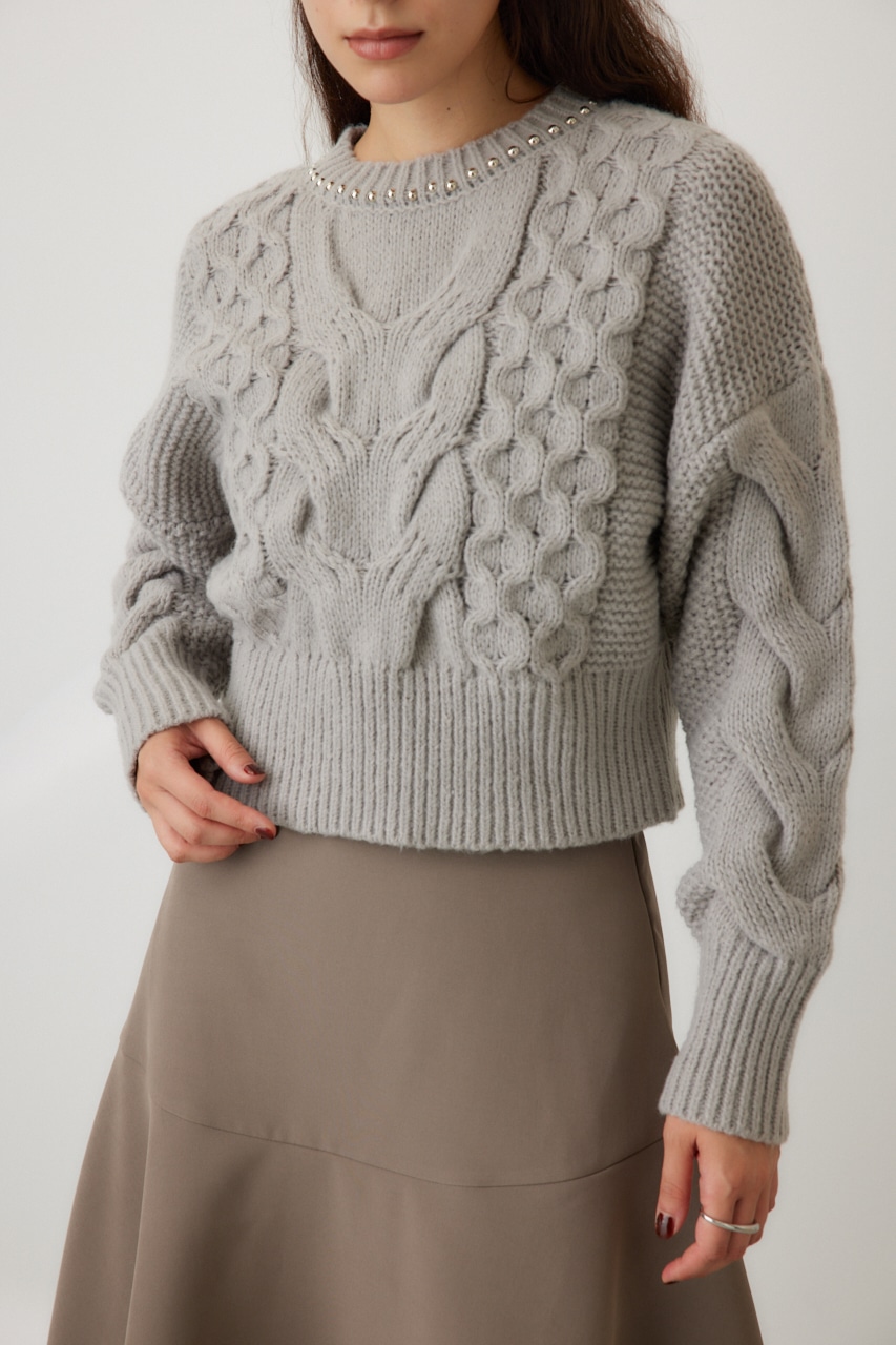 AZUL BY MOUSSY | スタッズケーブルニット (ニット ) |SHEL'TTER WEBSTORE