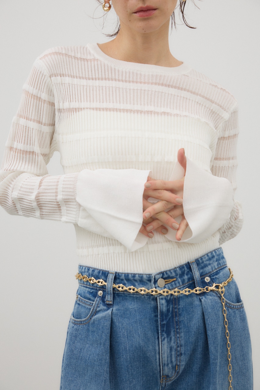 AZUL BY MOUSSY | ベルスリーブランダムリブプルオーバー (ニット