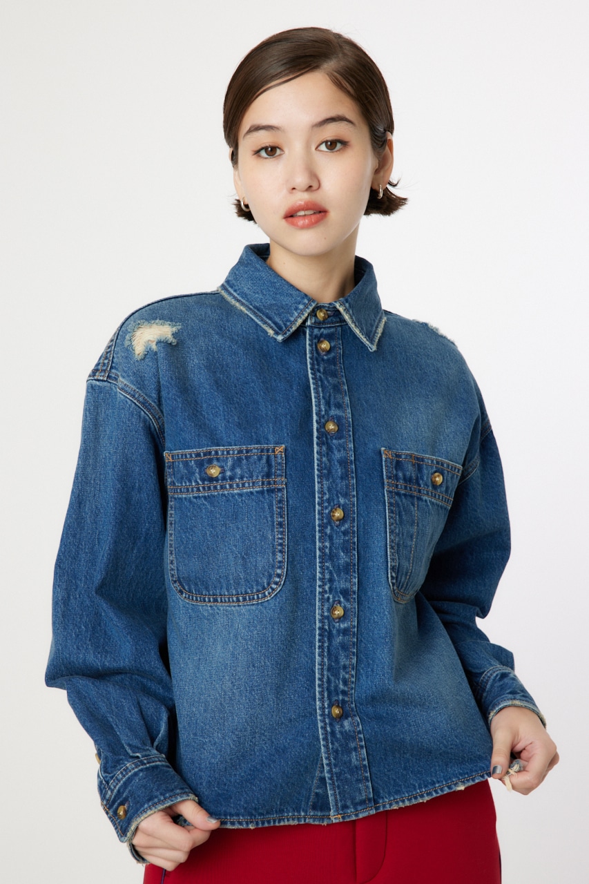 RODEO CROWNS WIDE BOWL | ダメージデニムシャツ (シャツ・ブラウス