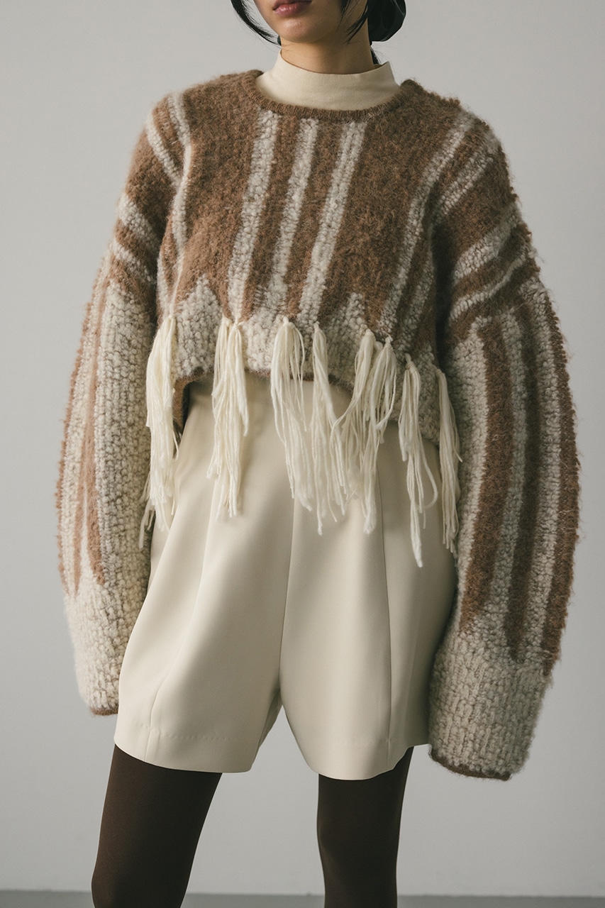 STYLEMIXER | インターシャーフリンジニット (ニット ) |SHEL'TTER